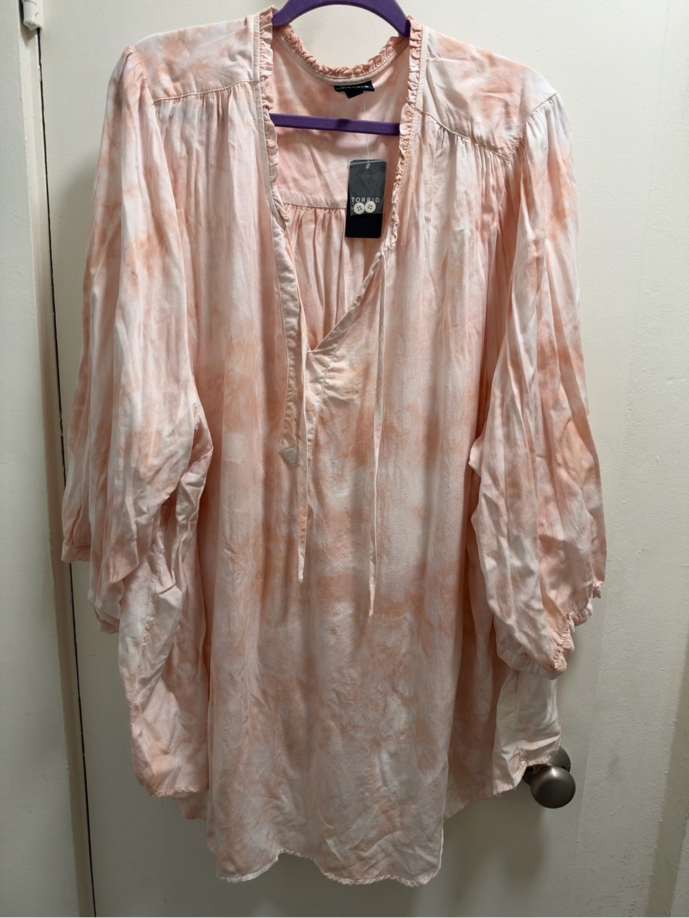 torrid Peach Tie-Front Peasant Tunic